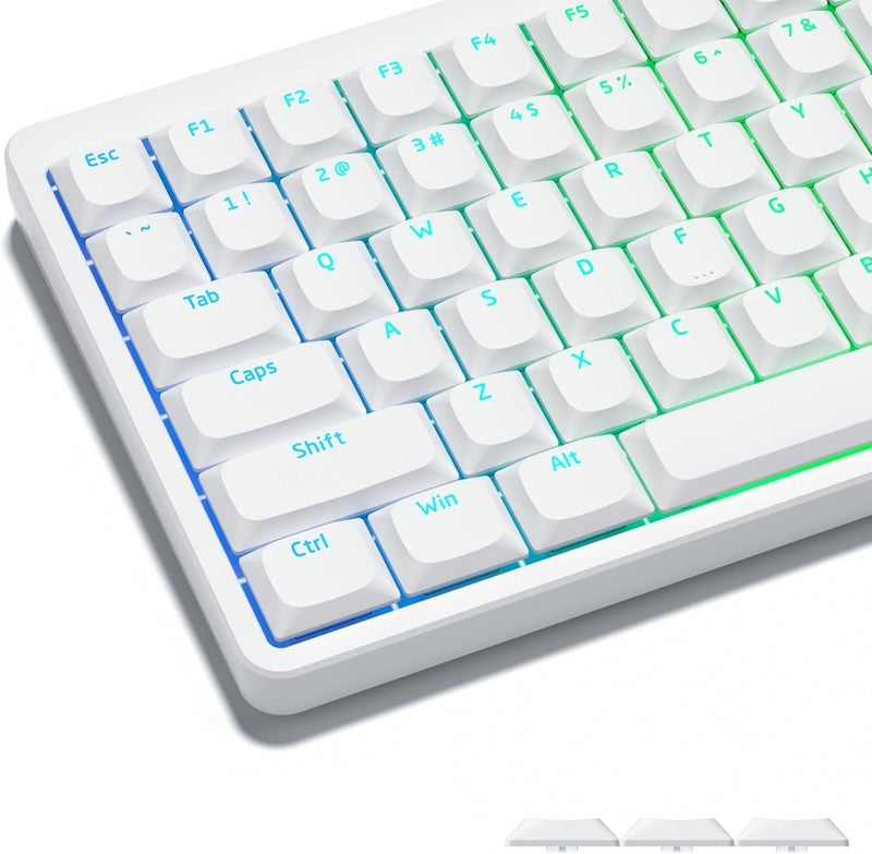 Womier Keycaps, Low Profile Keycaps, Shine Through Custom PBT Keyboard Key caps for 60% 65% 75% 80% 100% Cherry Gateron MX Switches Mechanical Keyboard,White Backlight - Image 1